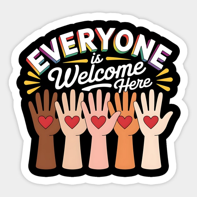 Everyone Is Welcome Here Idaho Teacher Design – Radiant Rainbow Edition Sticker by Designed By Marty